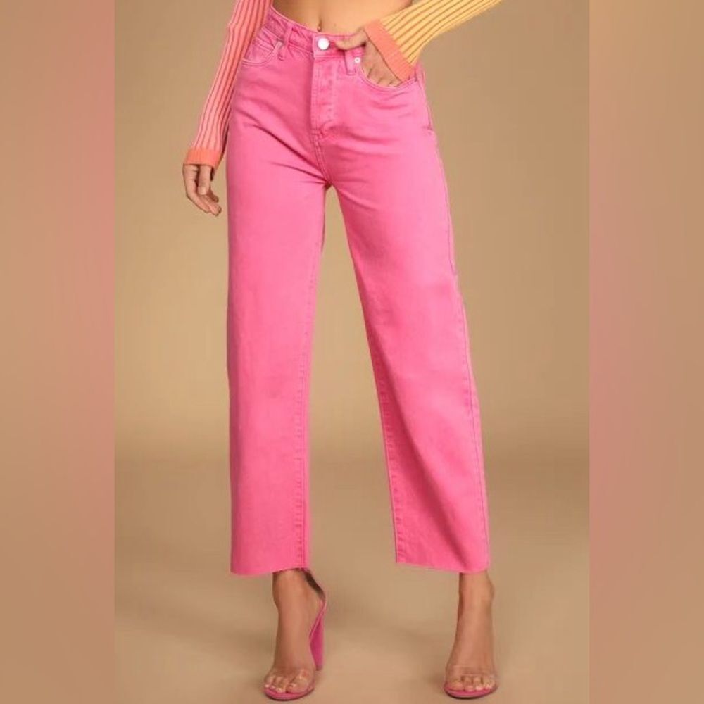Blank NYC | The Baxter Pink Denim High-Waisted Straight Jeans